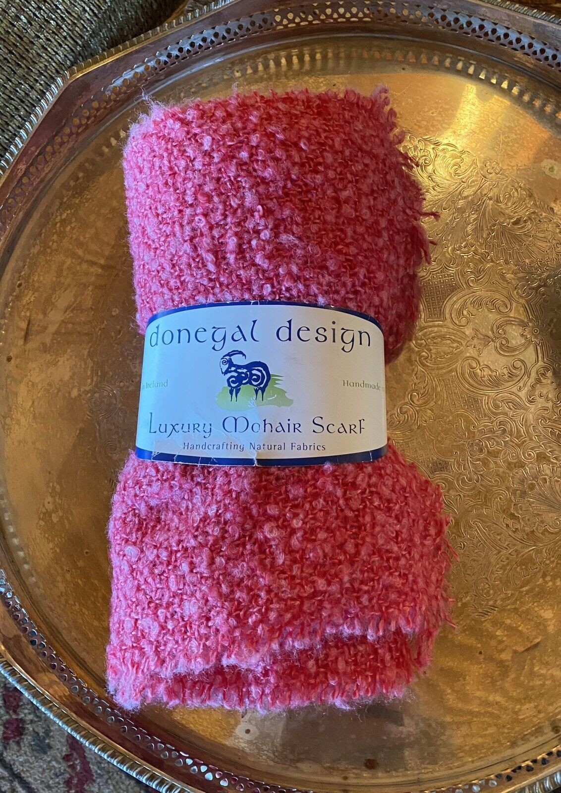 Donegal Designs Hot Pink Luxury Mohair Wool Scarf 10 X 70.