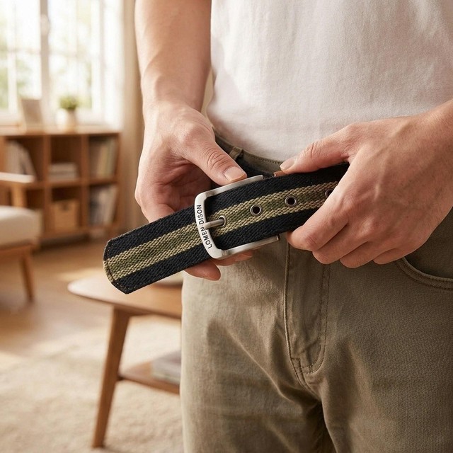 Cintura elastica intrecciata da uomo, traspirante, in tessuto, ideale per