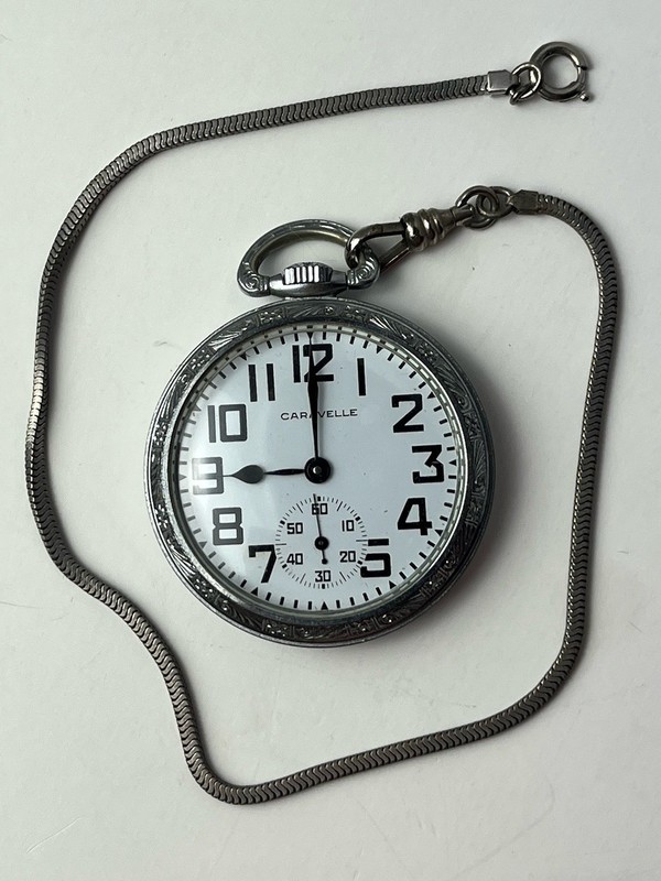 🕛Antique Caravel Pocket Watch Open Faced Gorgeous Condition! 1 Day Ship!👍