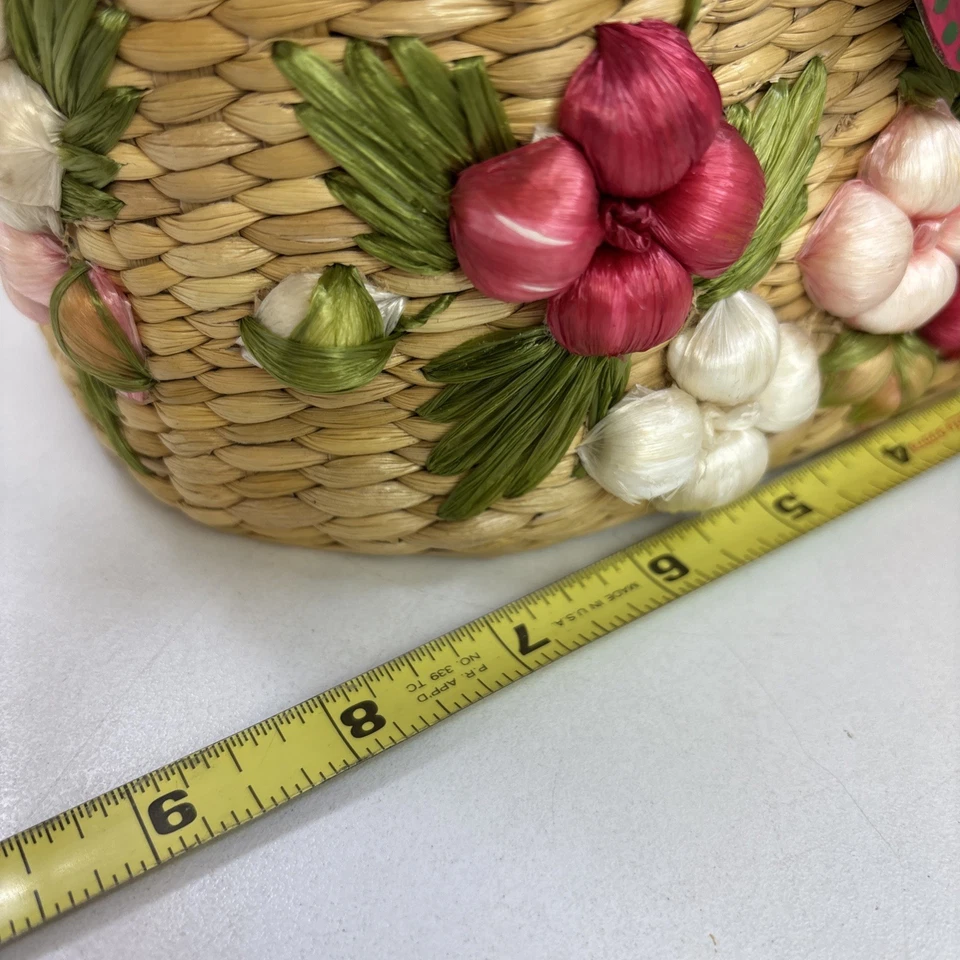 Bolso de Mano Vintage Tejido Paja Rafia Hoja de Palma Floral Foto 4 de 4