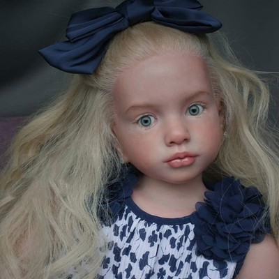 40'' Reborn Doll Painted Kit Lifelike Toddler Girl with Long Hair Cloth Body Toy