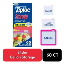 Expandable Bottom Gallon Storage Bags with Power Shield Technology, 60 Count