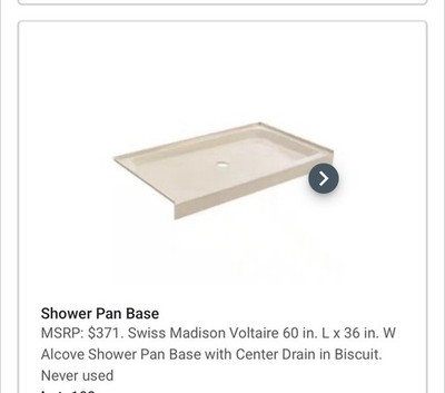Swiss Madison 60x36 Shower Base Pan   New   DAMAGED CORNER