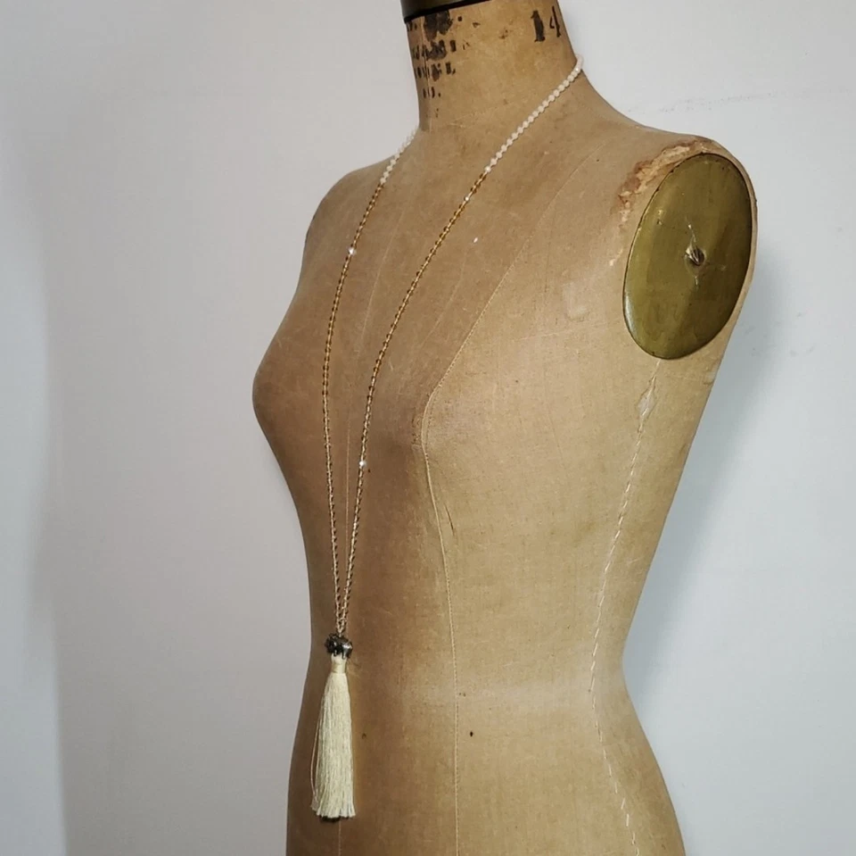 Zacasha 38" Tassel Necklace India Elephant Faceted Glass Beaded Hand Knotted - Image 2 of 4