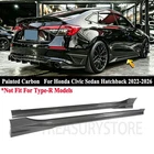 For Honda Civic Sedan Hatchback 22-26 Yofer V2 Carbon Style Side Skirt Extension