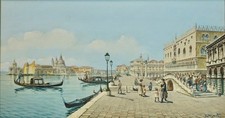 COUNTESS AGNES MIO DA MINOTTO, WATERCOLOR  " VENICE " 1900 - Place SAINT - MARC
