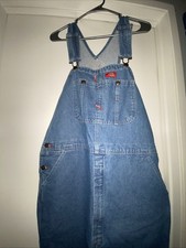 Dickies Indigo Bib Overalls Mens Size 36x32 Blue Denim Outdoor Farmers Workwear