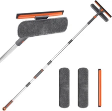 Squeegee for Window Cleaning 2-in-1 Cleaner Tool with Extension Pole and 2 Micro