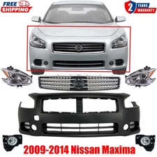 Front Bumper Cover & Grille Assembly With Foglights For 2009-2014 Nissan Maxima