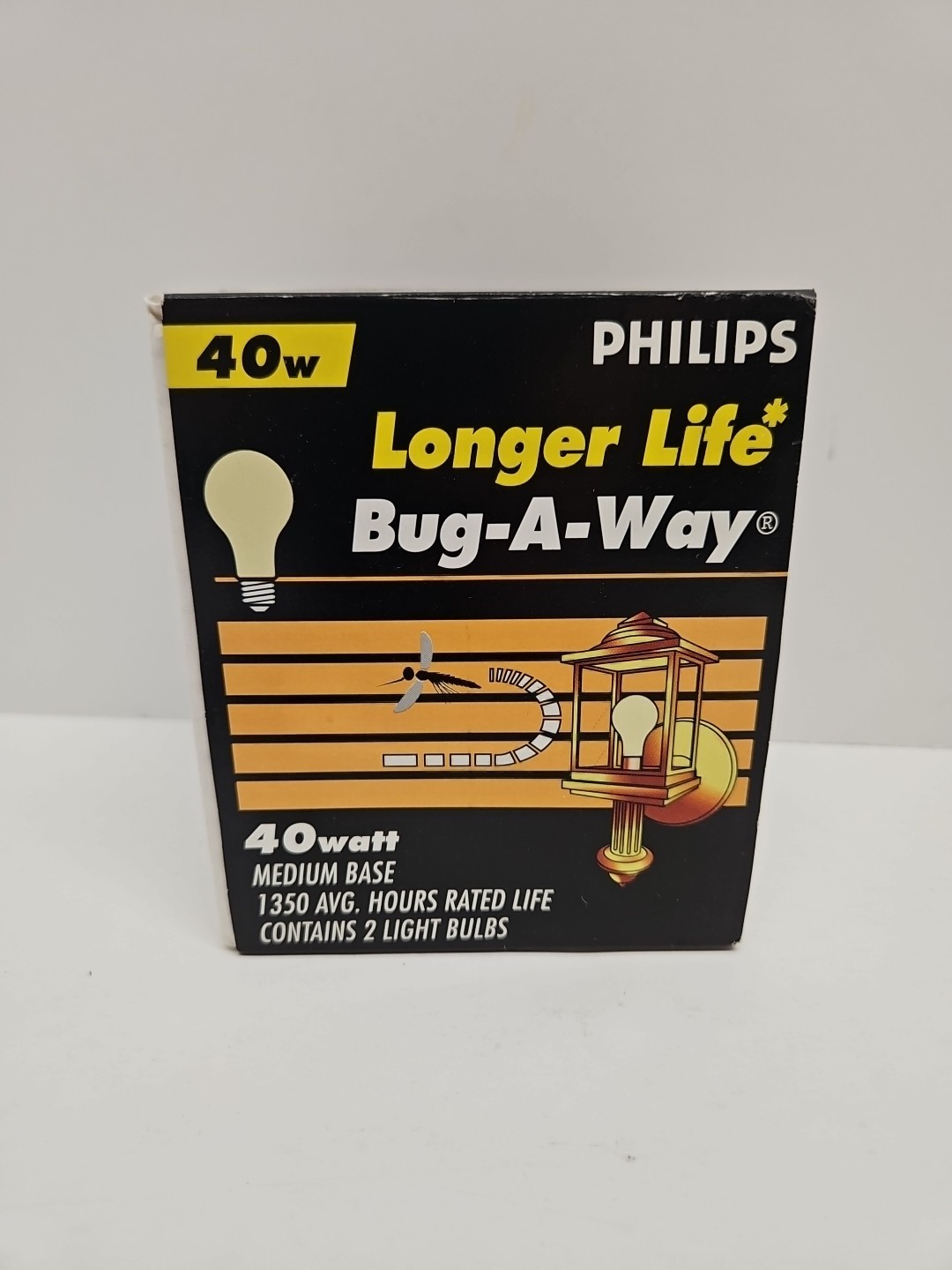 Vintage Phillips 40 watt Bug-A-Way  Light Medium Base Pack of 2 Light Bulbs