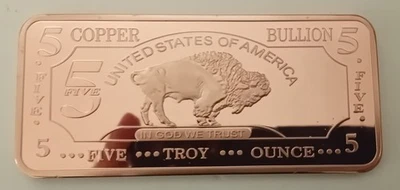 5oz Kupferbarren Buffalo " IN GOD WE TRUST " - Bild 1 von 2