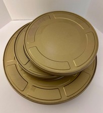 16mm/35mm Empty Metal Movie Film Reel Canisters 3pc Lot Golden Brown