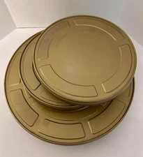 16mm/35mm Empty Metal Movie Film Reel Canisters 3pc Lot Golden Brown