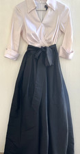 JESSICA HOWARD Pink Black Taffeta Maxi Dress Sash Tie Waist Evening Gown 6 EUC