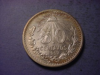 Mexico 50 Centavos 1907 Curved 7 #102826