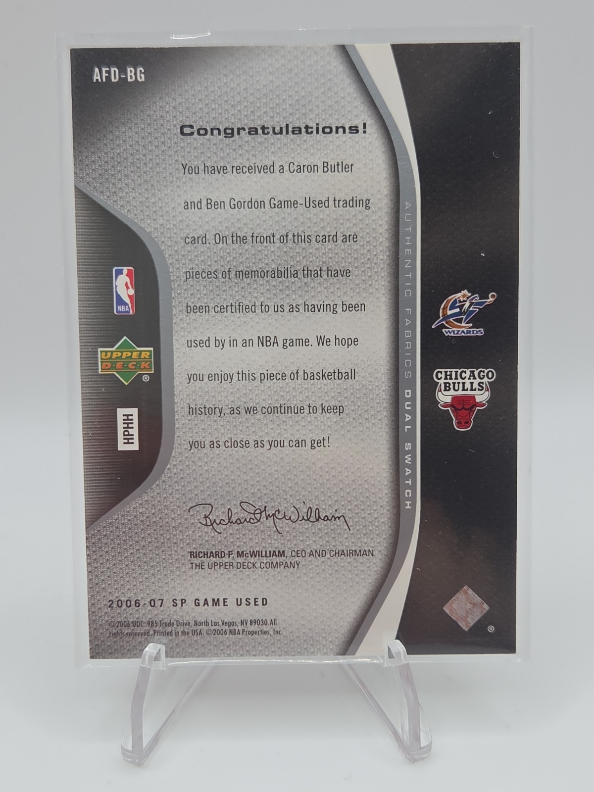 2006-07 SP Game Used Dual Jersey Swatch /100 Caron Butler Ben Gordon #AFD-BG  view 3