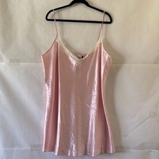 Vintage Viva Sleepwear Blush Pink Satin Slip Mini Dress Sz XL Coquette NWT READ