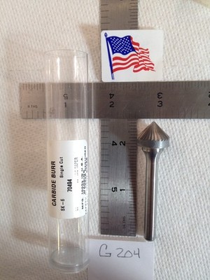 1 NEW HTC 1/4'' SHANK CARBIDE BURR SK-6 SINGLE CUT 90° ANGLE. USA. 70494 (G204)