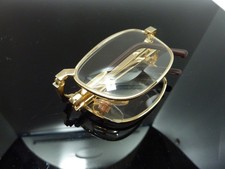 Vintage Crystal 18KGP Gold Fold Up Frame Reading Glasses With Case