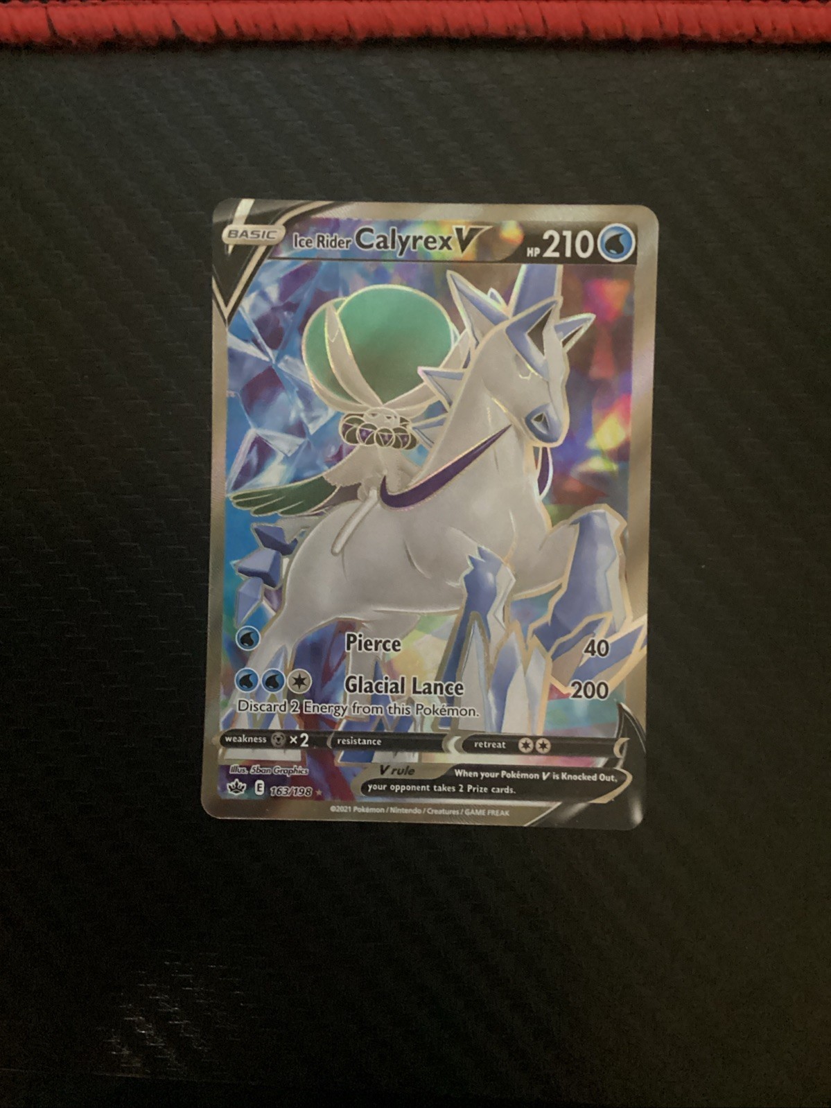Pokemon TCG Ice Rider Calyrex V 163/198 Chilling Reign NM