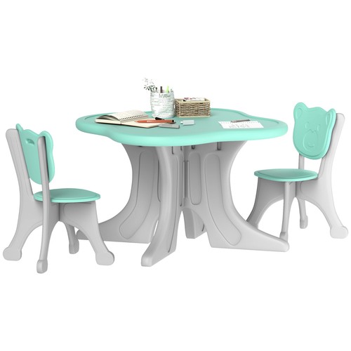 3 Piece Kids Table and Chairs Set for 3-6 Years Old, Light Blue - Picture 3 of 11