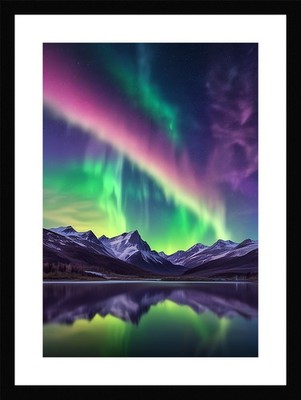 Lebendige Nordlichter gerahmtes Wandbild Poster Leinwanddruck Bild