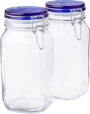 Fido Collection, 2 Pack, 50.75 Oz. Food Storage Glass Jars, Airtight Rubber S...