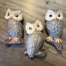 OWL Home Wall Decor 1967 VINTAGE Jamar Mallory Ceramic Studio 3 Piece Set
