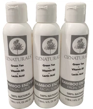 3 OzNaturals Bampoo Enzyme Facial Scrub w/Green Tea 4oz Each