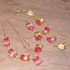 Bijoux collier bracelets en plaqué or 14 carats Bio-Tourmulian18-20''