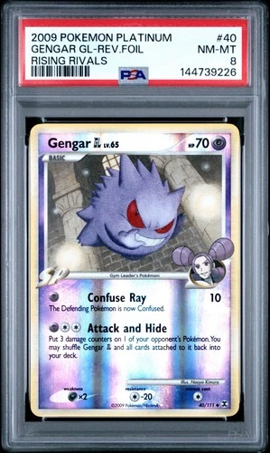 Pokémon Gengar 40/111 Rising Rivals Reverse Holo 2009 PSA 8