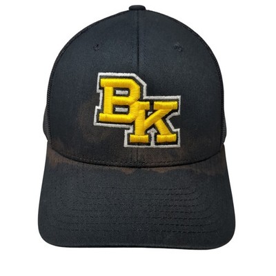 BK Snapback Mesh Back Trucker Hat Black One Size Embroidered Yupoong