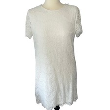 Lulu’s Take Me to Brunch Dress M Womens Lace Shift Scalloped Round Neck
