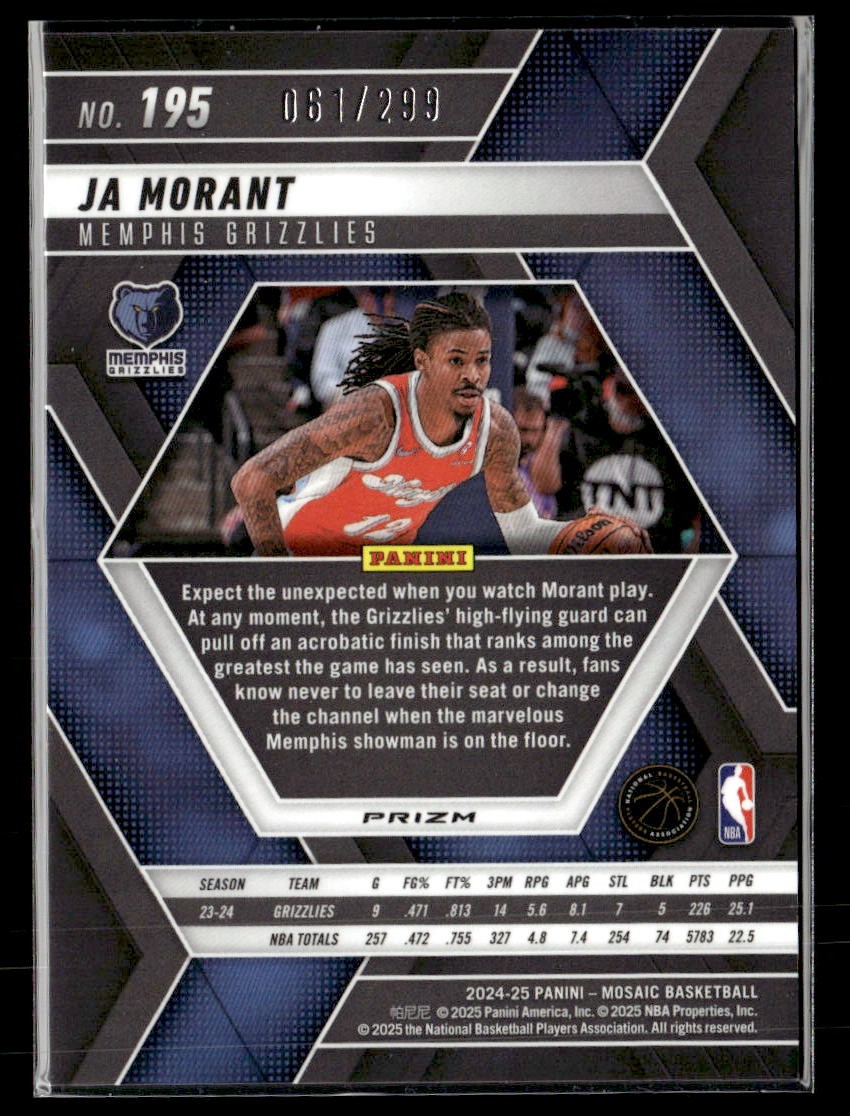 2024-25 Panini Mosaic #195 Ja Morant Red Seismic Mosaic #/299 | eBay