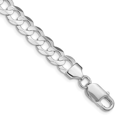 Sterling Silber rhodiniert 7,8 mm konkav abgeschrägt Panzerkette Armband