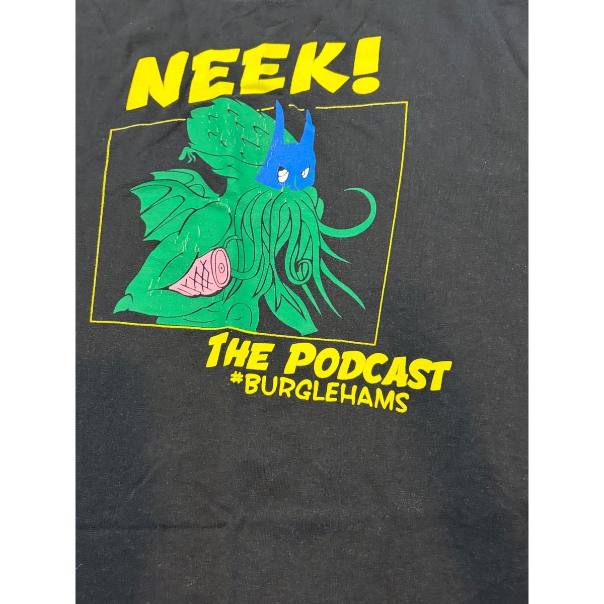 NEEK! The Podcast Burglehams Cthulhu Graphic T-Shirt Black Gildan Large View 2