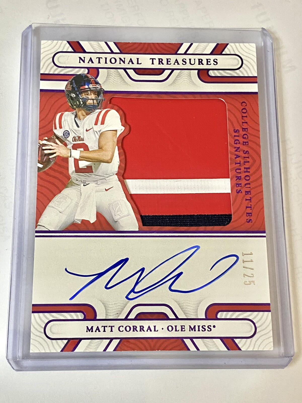 2022 National Treasures Collegiate Matt Corral RC Auto RPA Purple /25  Ole Miss