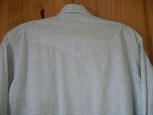 Camisa a Presión H Bar C Ranchwear Vintage Verde y Blanco Cuadros LS Perla, Para Hombre S-M - Imagen 6 de 7