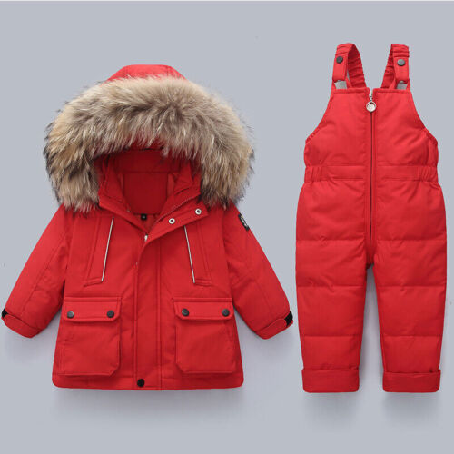 White Duck Winter Jacket Kids Ski Suit Snow Coat Overalls Down Pants Parkas Sets - Picture 16 of 19