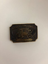 Vintage 1970s Wells Fargo Co. Belt Buckle Stagecoach 1975 Country Western