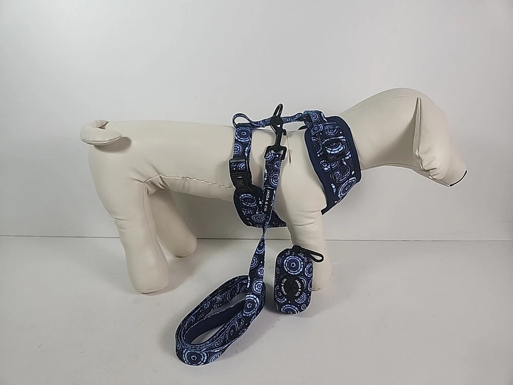 Dog  Harness & Leash & Poop Bag 3pcs  Blue  MEDIUM  ONLY  NEW