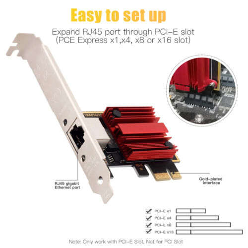 RJ45 Network Adapter Bracket 2.5GBps Desktop Gigabit Ethernet LAN PCI-e X1 Card - Picture 1 of 7