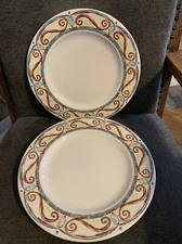 Vintage (2) Syracuse China Restaurant Ware 12” Chop Plate Platter Multicolor Rim