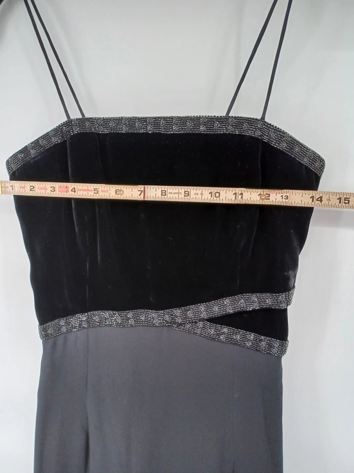 Georgio Armani Maxi Dress Womens 40 Black Evening Cocktail Dress Beaded Velvet - Image 4 of 4