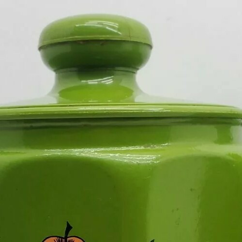Mid Century Vintage Kromex Aluminum Plastic Harvest Green Fruit Canister Set 4 - Picture 12 of 12