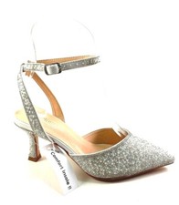 Blossom Lexie-2 White Bridal Embellished Pointed Toe Mid Heel Dress Shoe