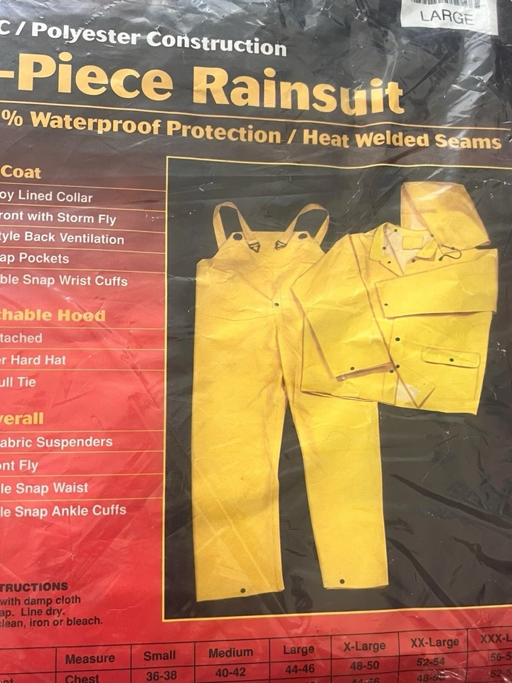 Новый Condor 3-PC RAINSUIT сверхпрочный ПВХ ПВХ защитное снаряжение XXX - большой - Изображение 4 из 4