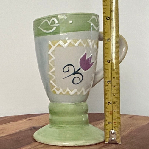 Tall Coffee Mug Fun TULIP Coffee Tea Hot Cocoa Glazed Floral Pottery Alco - Picture 4 of 7