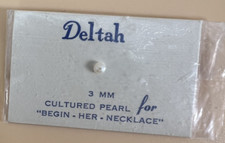 Vintage Deltah Genuine Pearl 3mm White Cultured Pearl for "Begin-Her-Necklace"