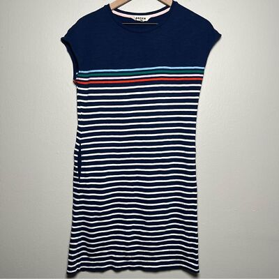 Boden Women Paulina Shirt Dress 2 Blue Stripe Nautical Cap Sleeve Summer Preppy